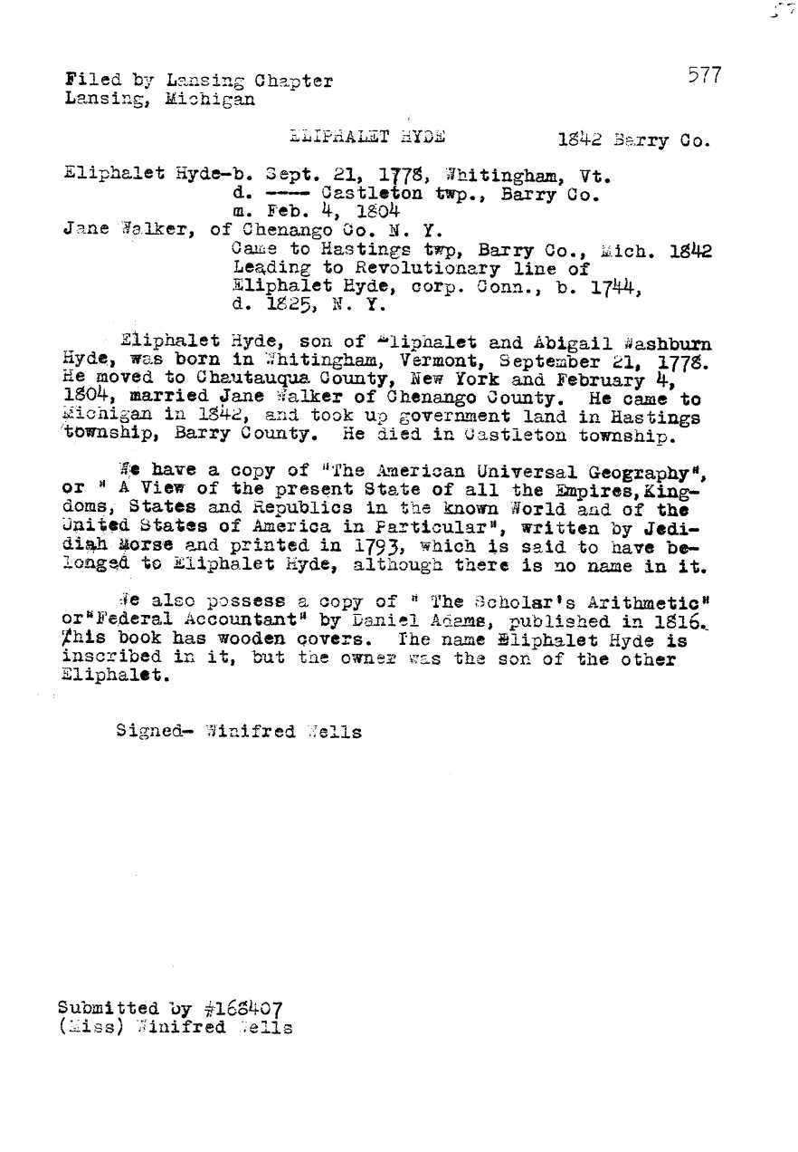Biographical sketch of Eliphalet Hyde