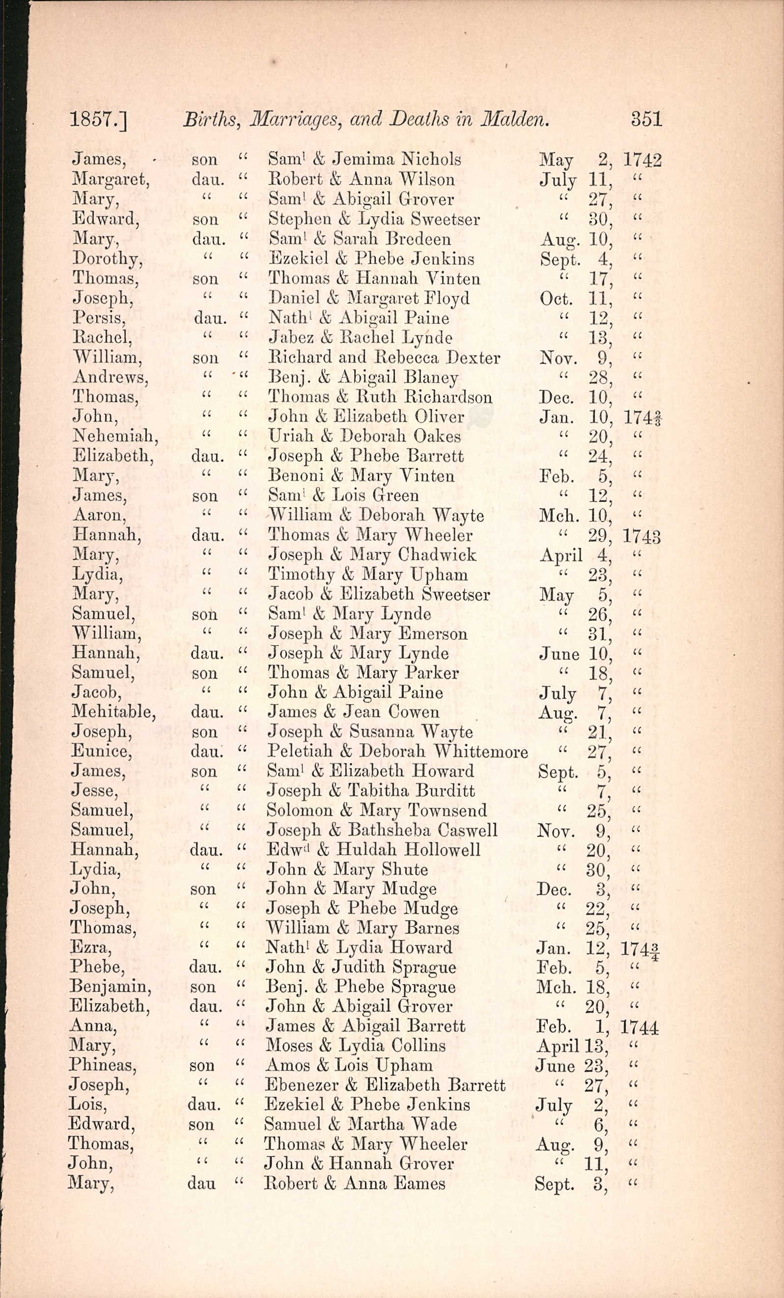 Birth record for John Mudge.